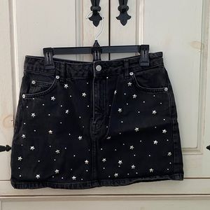Studded denim skirt